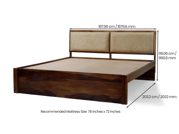Vesta Solid Wood King Size Double Bed with 6 Inches Latex Foam Mattress